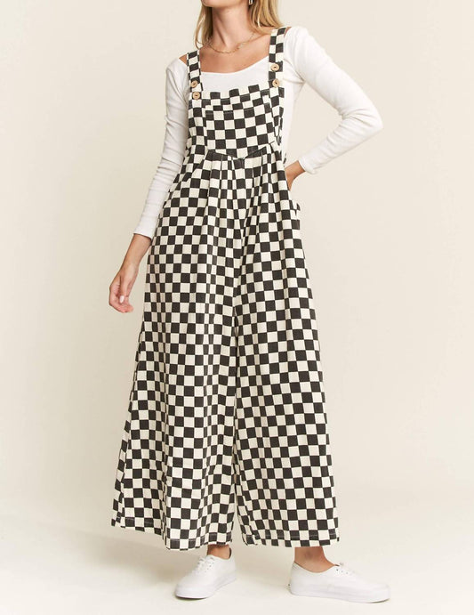 Jade By Jane - Checkered Wide Leg Overalls - Plus