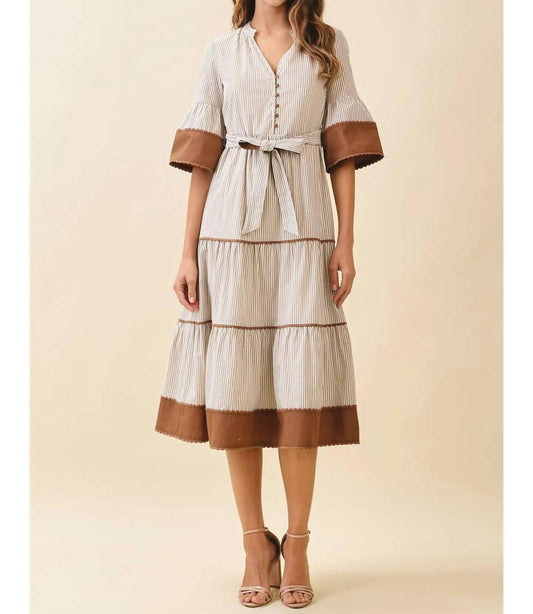 Tcec - Contrast Trim Midi Dress