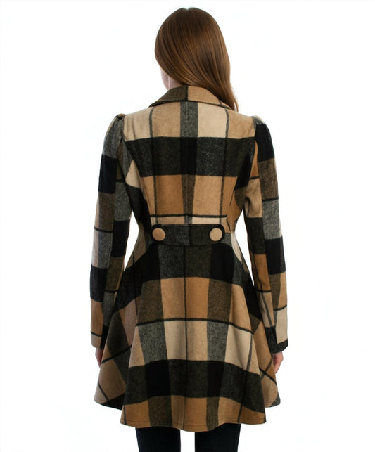 Ryu - Plaid Wool Jacket With Faux Fur Scarf