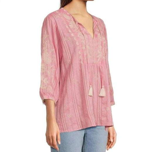Johnny Was - PRAIRIE BLOUSE 3/4 SLEEVE HYACINTH