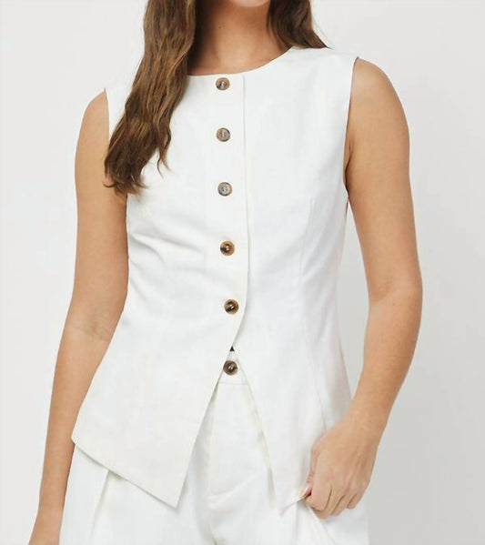 Needii - Button Down Sleeveless Linen Vest