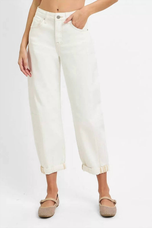 Risen - High Rise Barrel Cropped Jeans