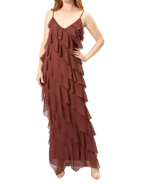 Area Stars - Riza Ruffle V-neck Maxi Dress