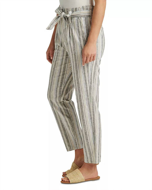Jag - Belted Linen Stripe Pleated Pants
