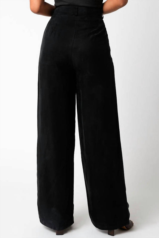 Olivaceous - Cupro Wide-leg Trousers