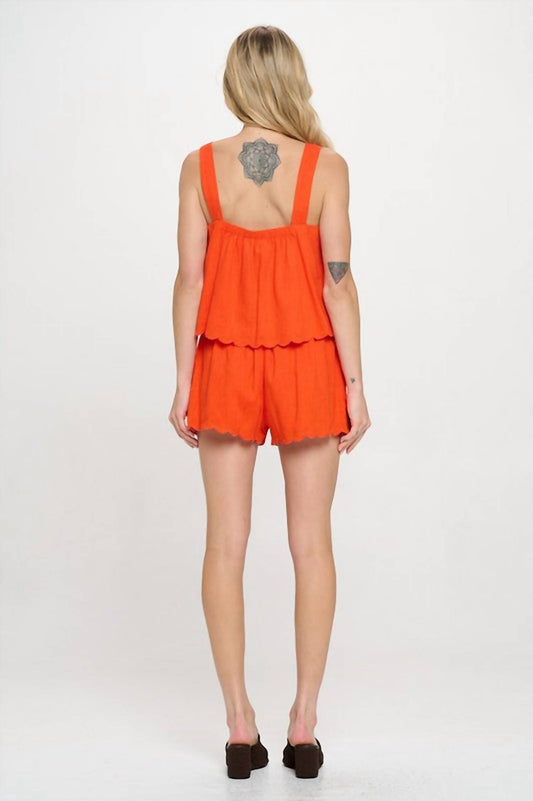 Meet Me In Santorini - Sunset Glow Scalloped Detailed Shorts