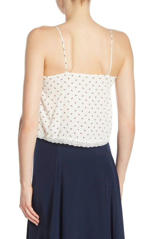 Lush - Cami Geo Print Lace Trim Spaghetti Straps Tank Top