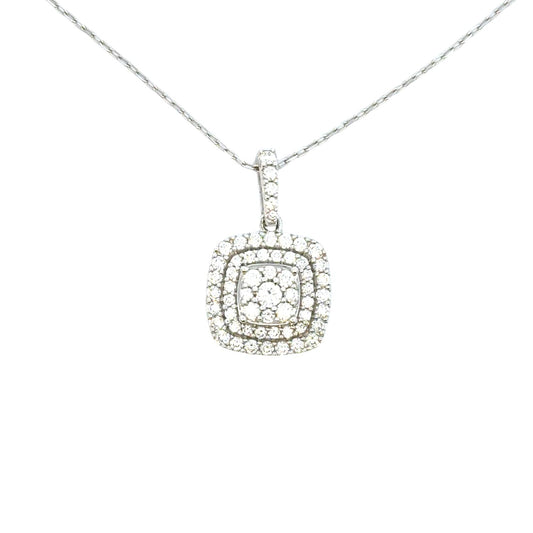Aamiaa - 1.00 Carat Natural Diamond Cushion Double Halo Pendant