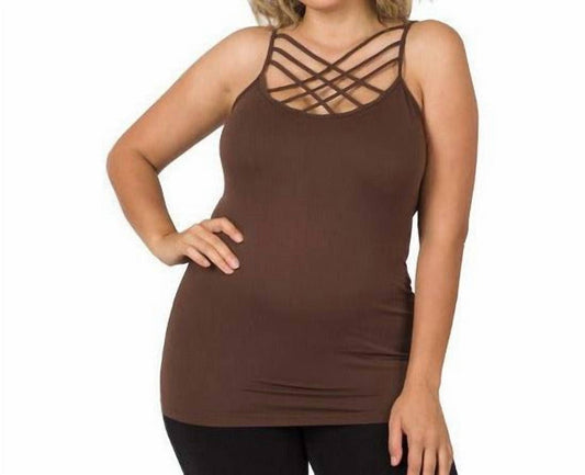 Zenana - Women's Plus Size Strappy Criss Cross Seamless Camisole