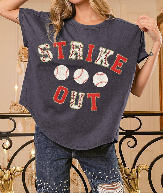 Bibi - Sequin Baseball Strikeout Short Sleeve Top