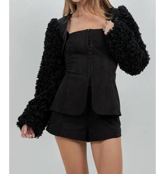 Whiteroom+Cactus - Faux Leather Sherpa Combo Bolero Moto Jacket