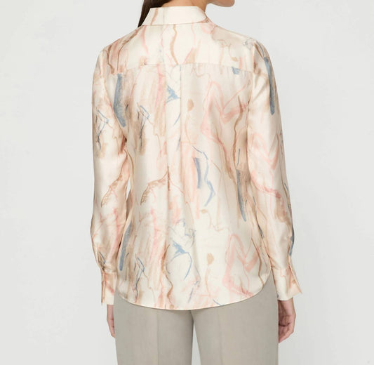 Lafayette 148 - Gesture Print Silk Twill Button Down Blouse