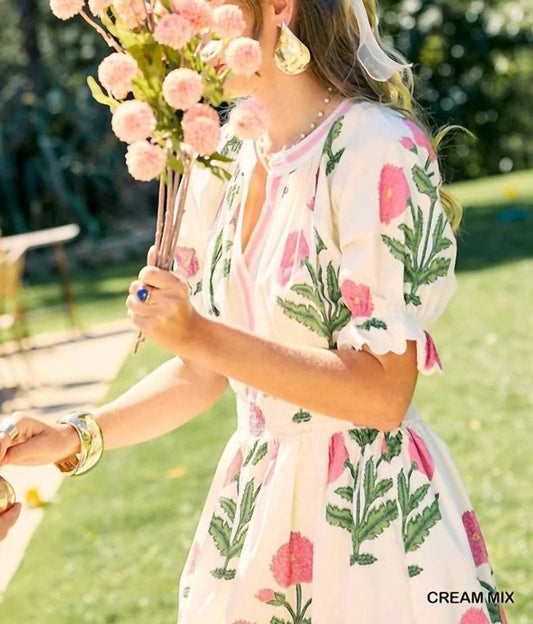 Umgee - Floral Smocked Waist Tiered Midi Dress