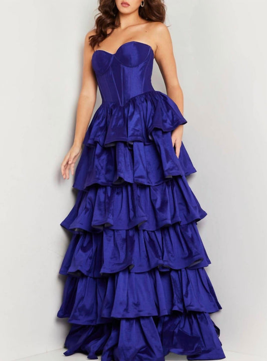 Jovani - Strapless Ruffle Skirt Gown