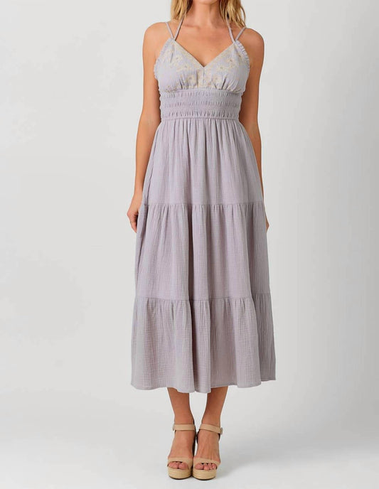 Mystree - Embroidered Bodice Tiered Dress