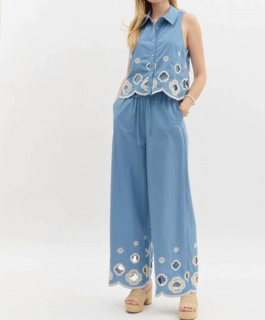 Entro - Embroidered Hem Pants