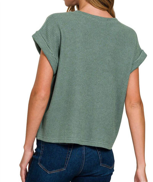 Zenana - Short Sleeve Crew Neck Sweater
