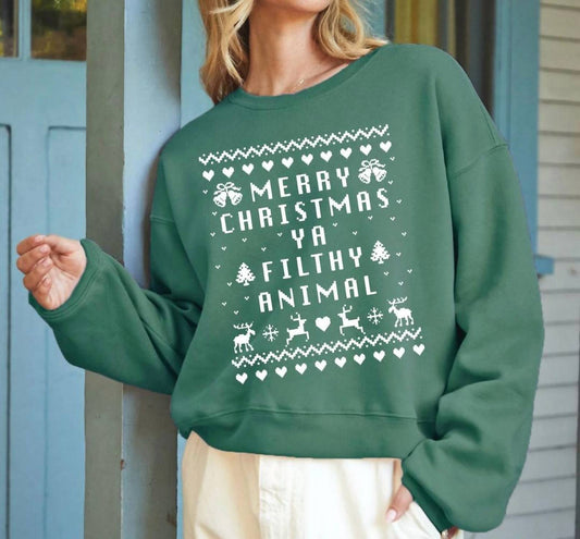 Oat Collective - Merry Christmas Ya Filthy Animal Sweatshirt