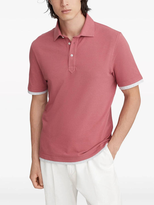 Brunello Cucinelli - Pique Collar Polo With Faux Layering Shirt