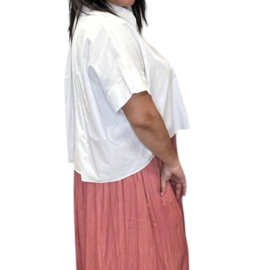 Easel - Cropped Crisp Button Down Shirt