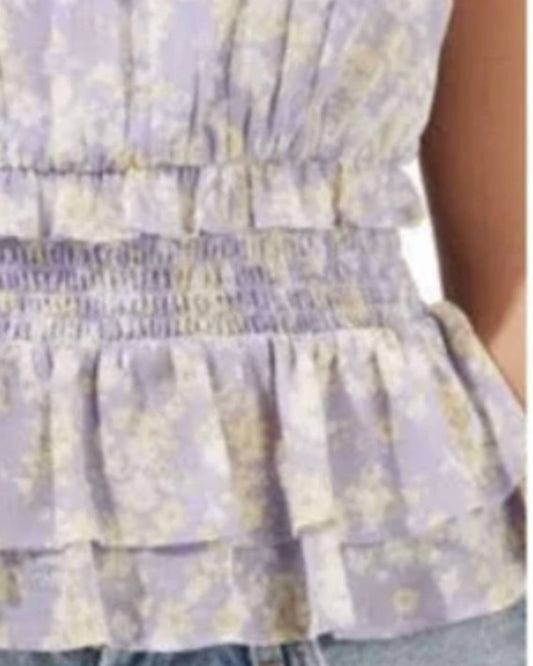 Astr - Ruffle Smocked Peplum Cami Top