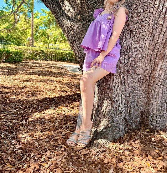 Meet Me In Santorini - High Rise Pull On Sunset Shorts