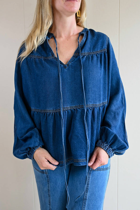 Frnch - Women's Quarterdeck Denim Tie Top