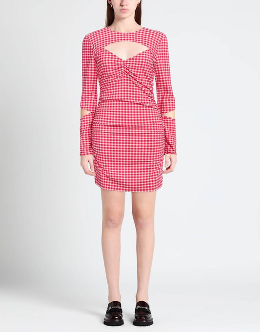 Ganni - Seersucker Cut-out Checked Mini Dress