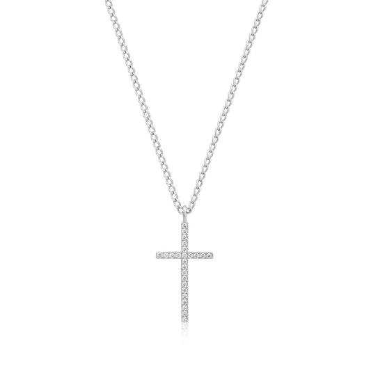 Eklexic - Women's Cz Cross Pendant Necklace
