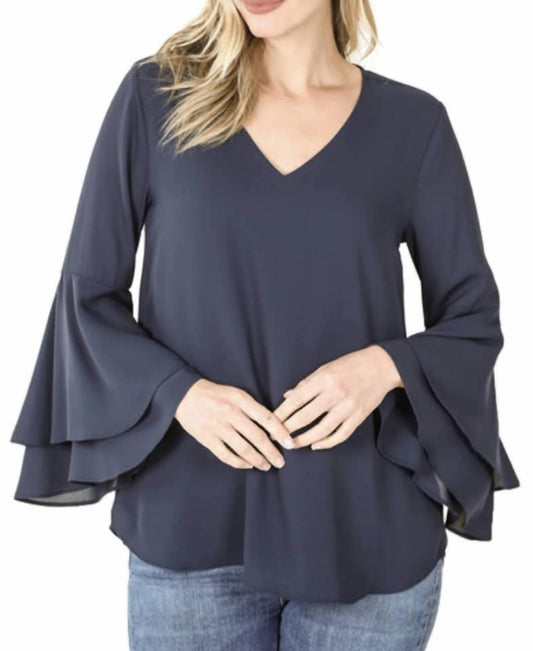 Zenana - Dobby Bell Sleeve Top