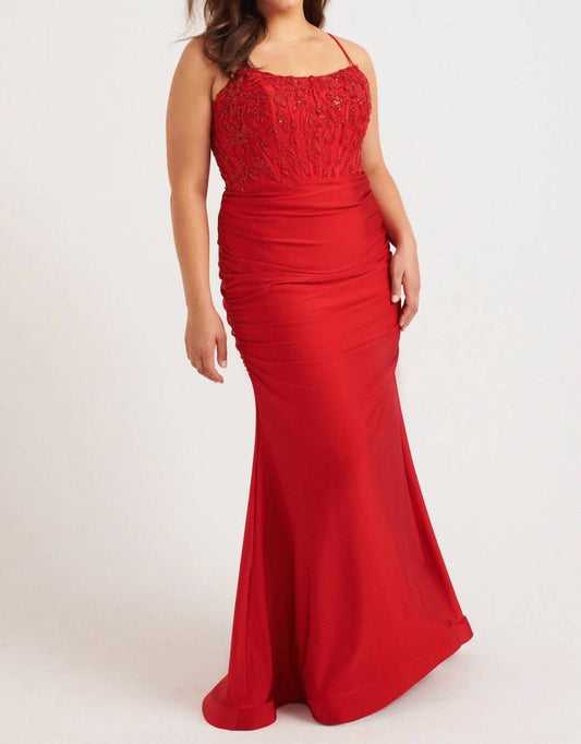 Faviana - Beaded Corset Gown - Plus
