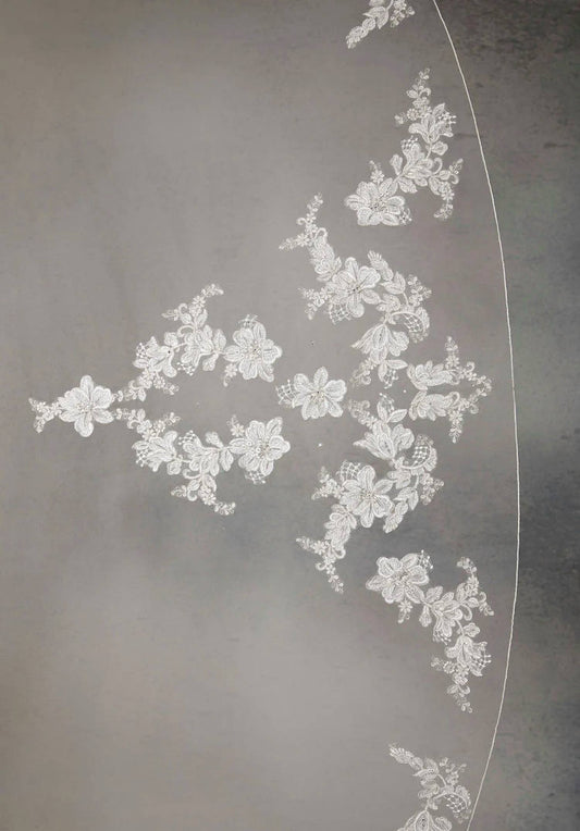 Morilee - Edged With Pearl And Rhinestone Beaded Lace Wedding Veil