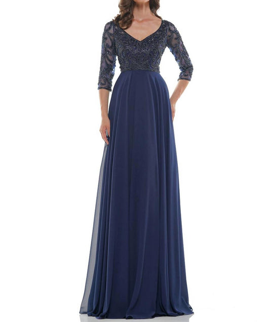 Marsoni By Colors - Beaded Applique Chiffon Dress