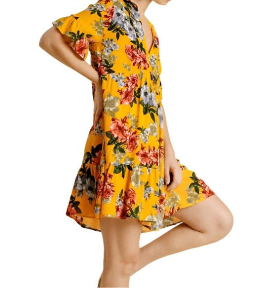Umgee - Floral Ruffle Babydoll Dress