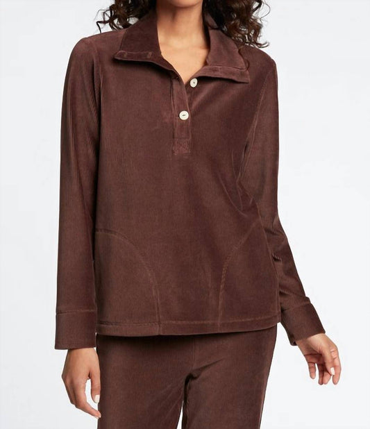Foxcroft - Women's Sammy Plush Cord Long Sleeve Popover Sweater