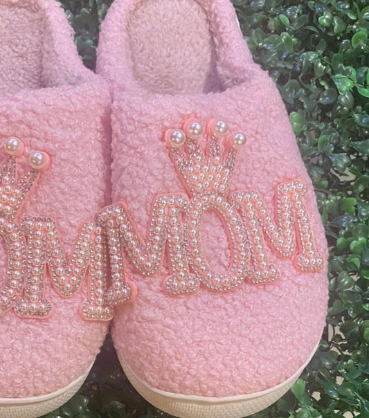 Fashion City - Women's Crown Mom Fuzzy Slippers
