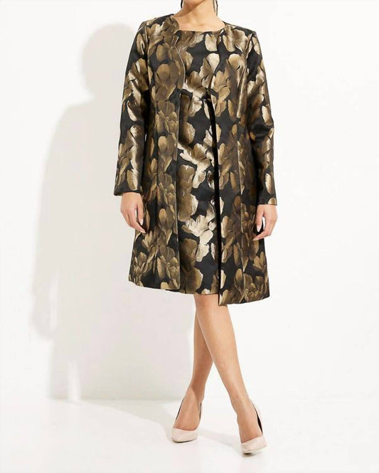 Joseph Ribkoff - Foil Leaf Open Front Coat