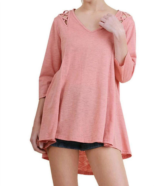 Umgee - Criss Cross Cutout Detail Tunic Top