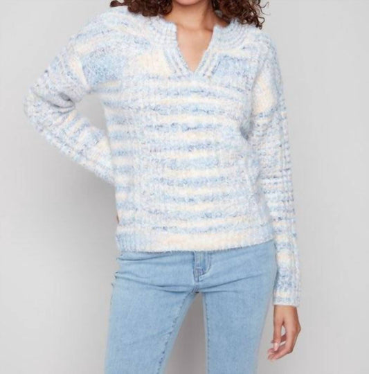 Charlie B - Notch Neck Cable Knit Sweater
