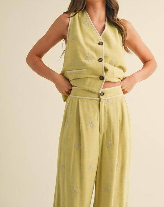 &Merci - Taylor Embroidered Vest And Pants Set