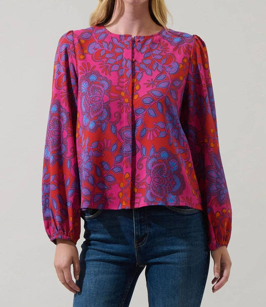 Sugarlips - Darret Floral Long Sleeve Blouse