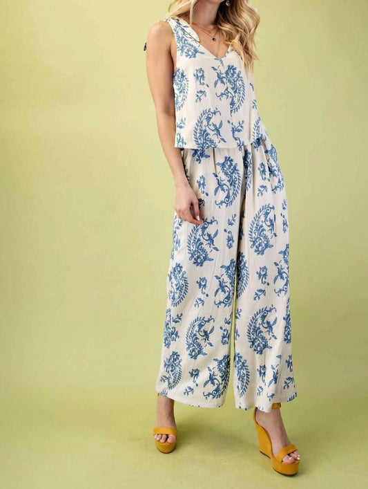 Gigio - Floral Set Jumpsuit With Shoulder Tie