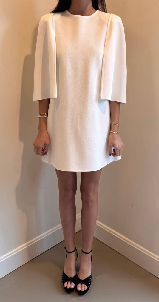 Rvn - Ava Cape A Line Crepe Knitted Mini Dress