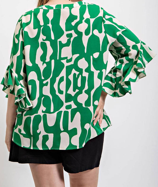 Gigio - Plus Size Geometric Print Blouse