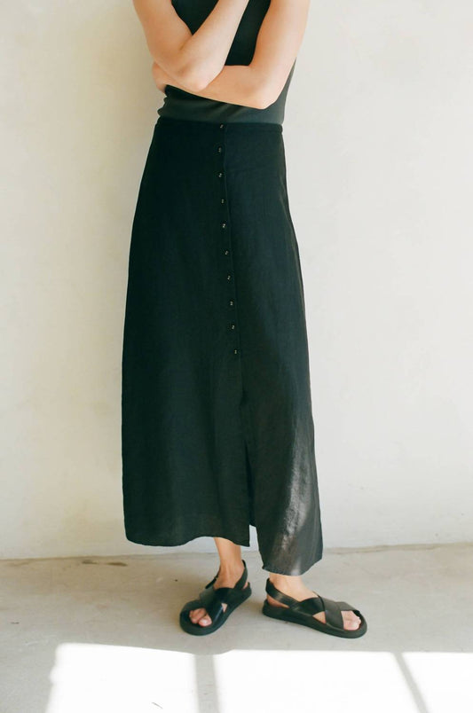 A.Ren - Woven Button Down Midi Skirt