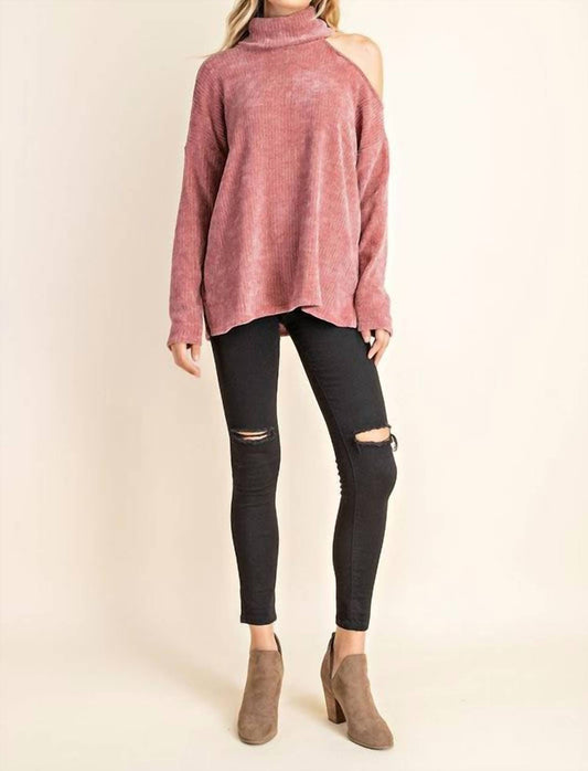 Cold Shoulder Turtleneck Sweater