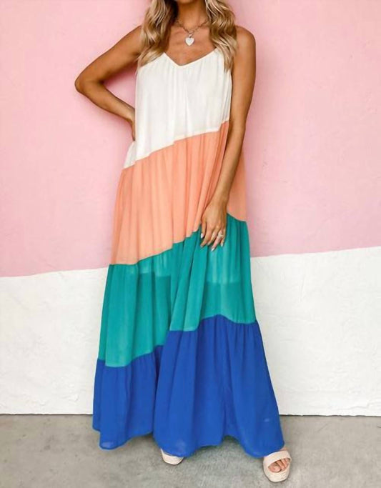 Entro - Colorblock V-neck Dress