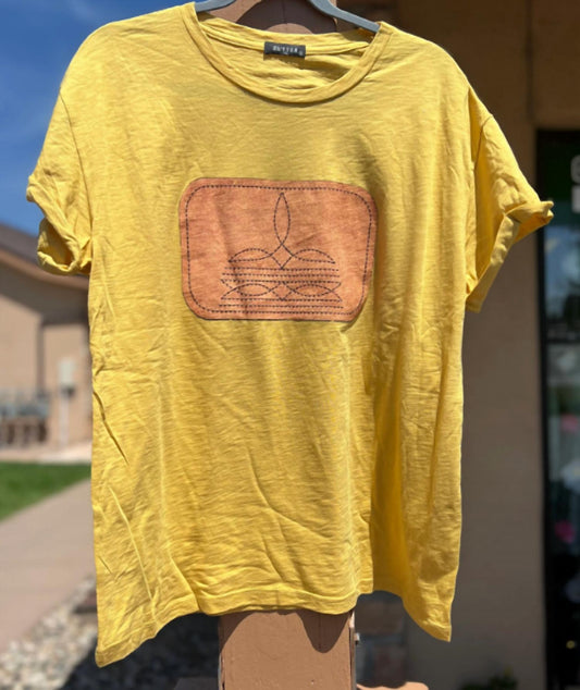 Zutter - Women's Puff Boot Stitch Patch Graphic T-shirt