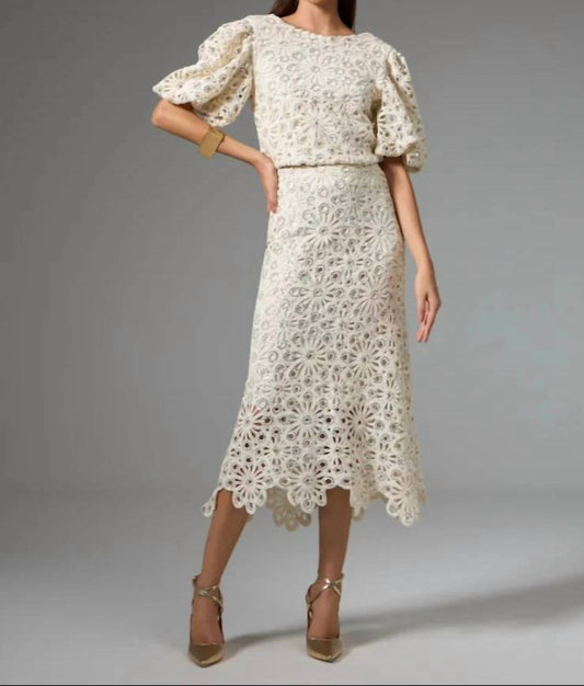 Strass - Crochet Sequin Embroidered Top And Skirt Set
