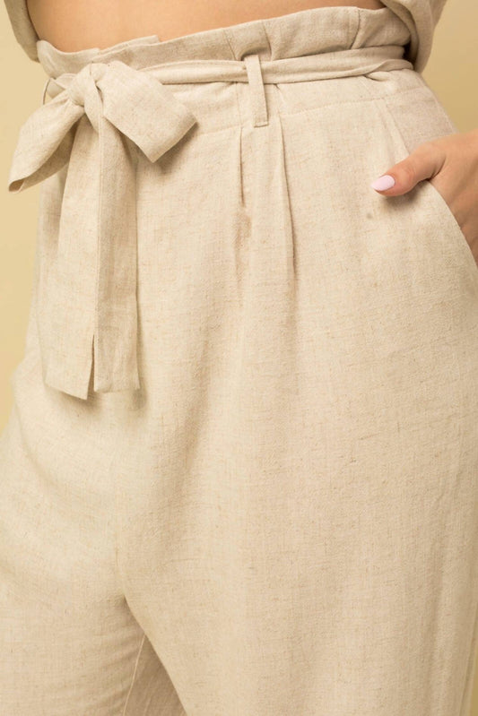 Linen paper bag pants